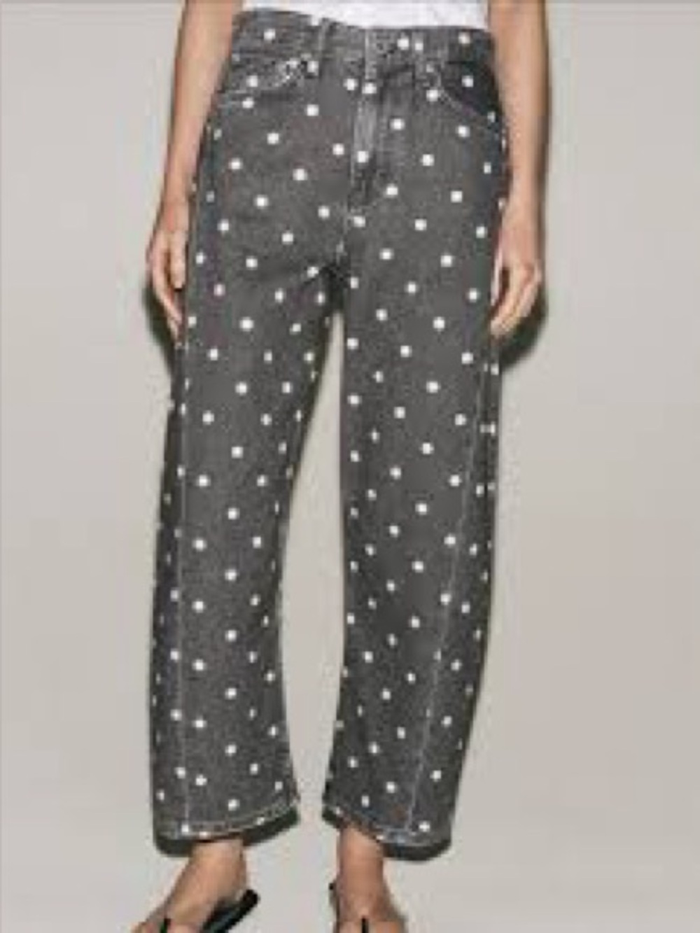 $80 ZARA POLKA DOT BARREL JEANS